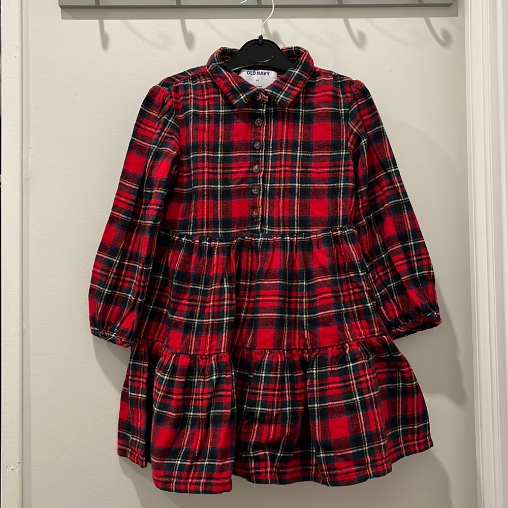 Long-Sleeve Tiered Flannel Shirt Dress for Toddler Girls